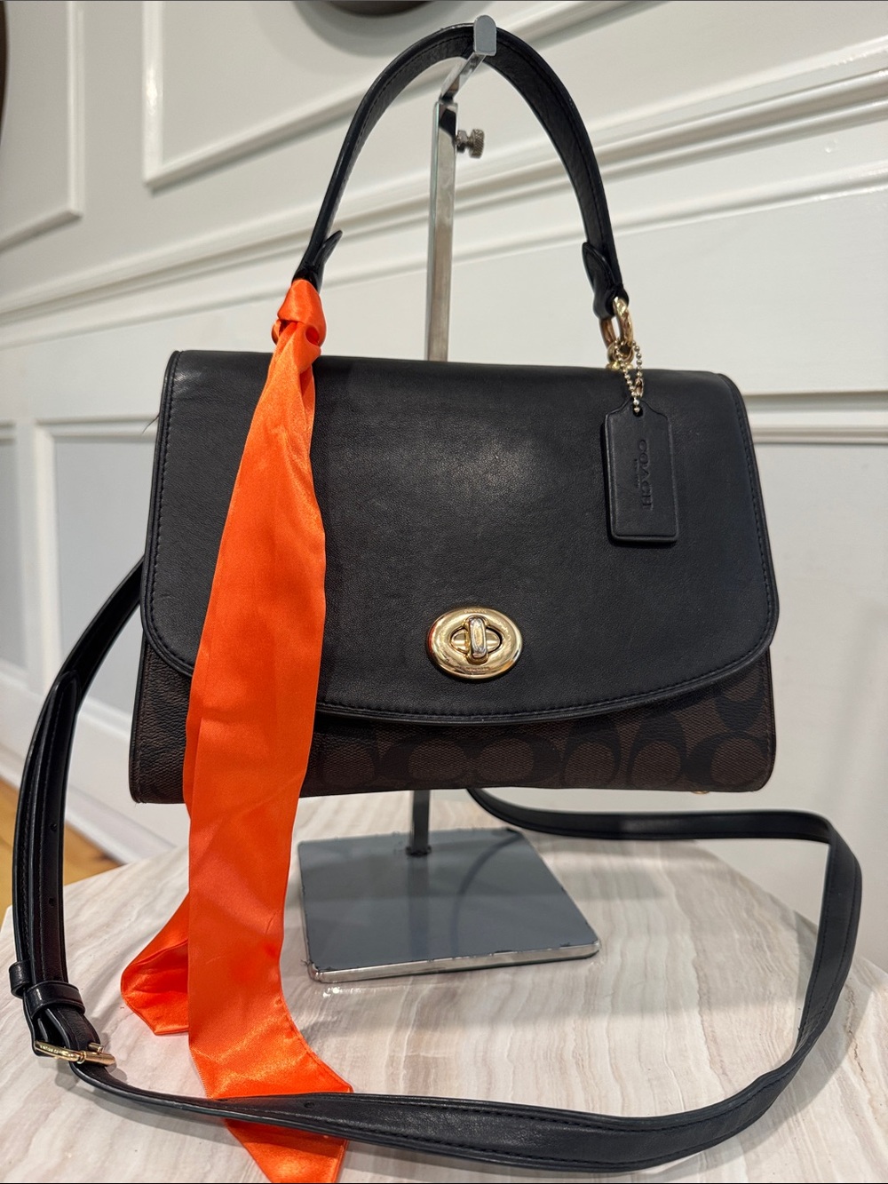 COACH Bag Tilly Signature Black Top-Handle Satchel Crossbody - Picture 4 of 17